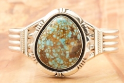 Genuine Number 8 Mine Turquoise Sterling Silver Bracelet